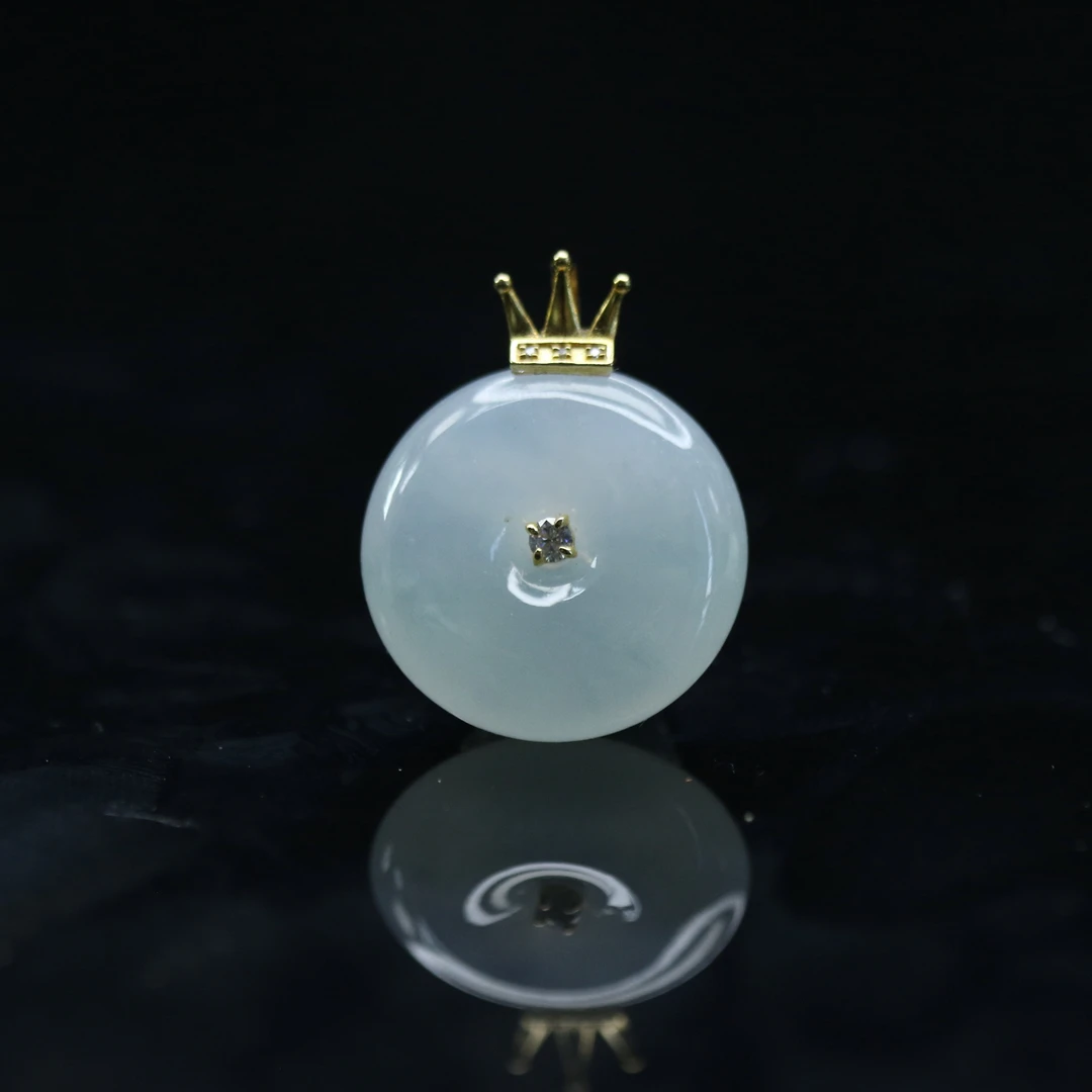 3天然缅甸翡翠A货18k平安扣/300727/北京中保拍卖