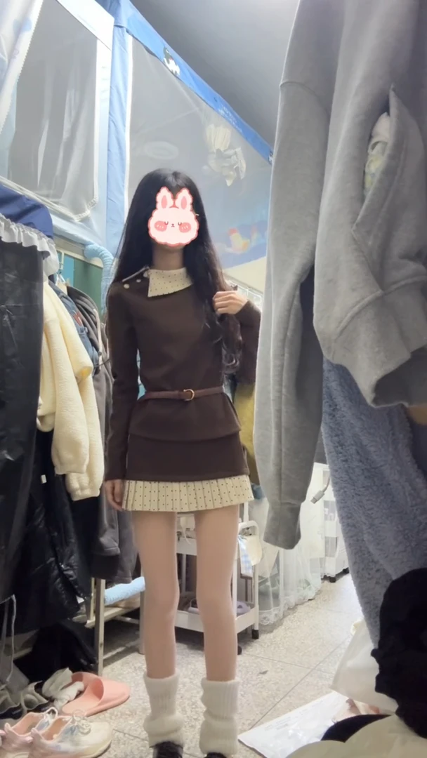 2025秋冬新款女韩系学院风假两件翻领针织毛衣上衣高腰显瘦半身裙