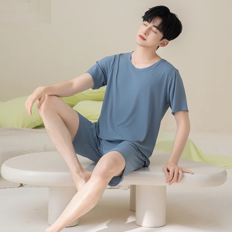 【凉感】冰丝睡衣男士夏季夏款短袖短裤家居服男款薄款大码休闲套装