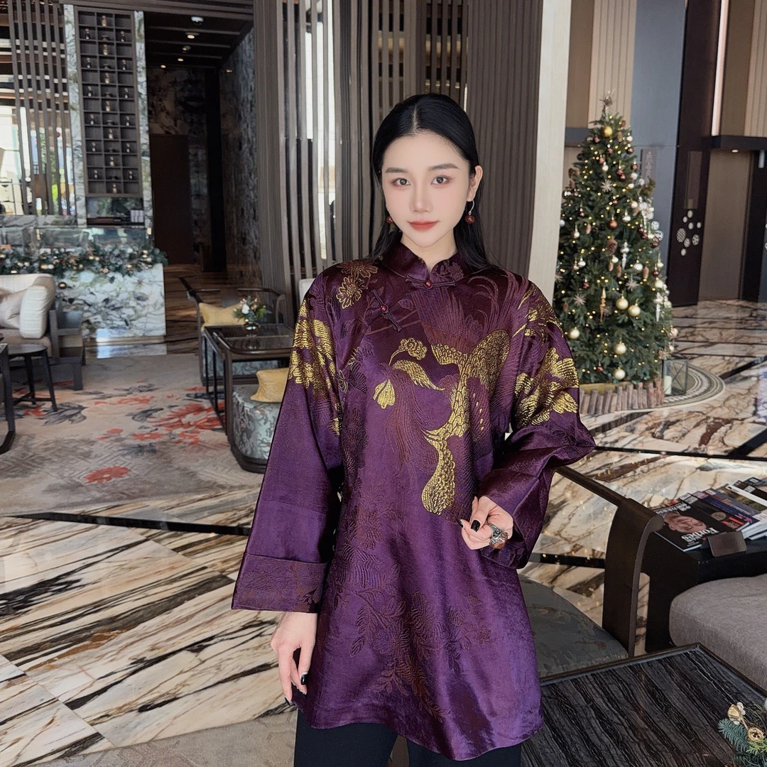 Betty Bairn【臻藏/老缎】新中式禅意收藏级老缎加厚长款上衣Q7368