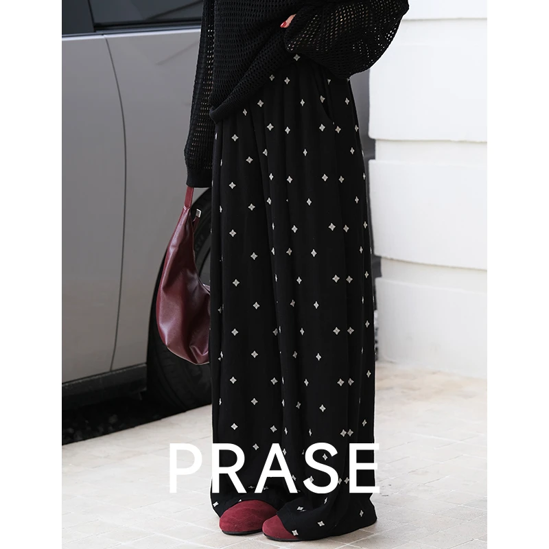 PRASE·噜【花季乐章】微胖轻奢设计款秋亚麻时尚绣花休闲裤PR505C85
