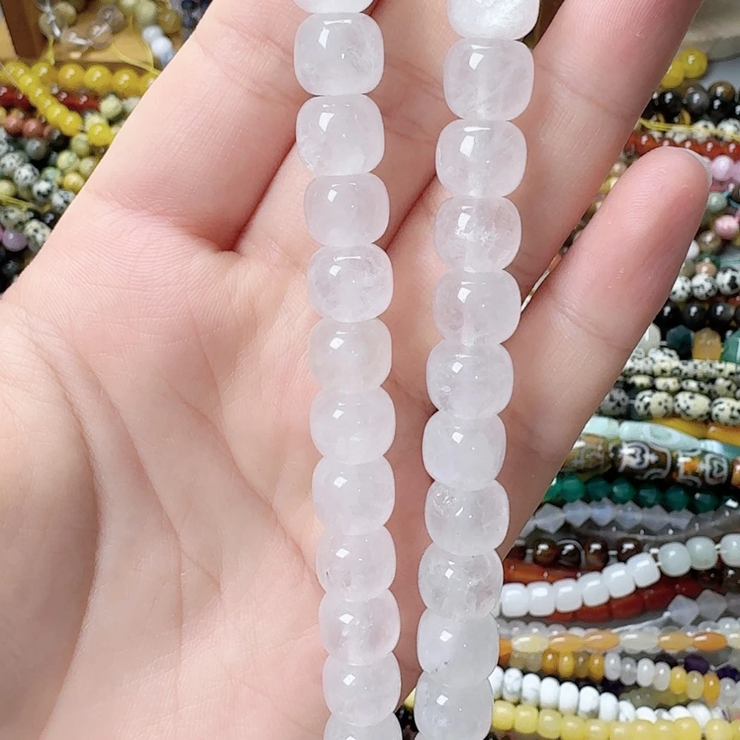 未镶嵌玛瑙/玉髓珠宝半成品卡10白水晶老型珠一条