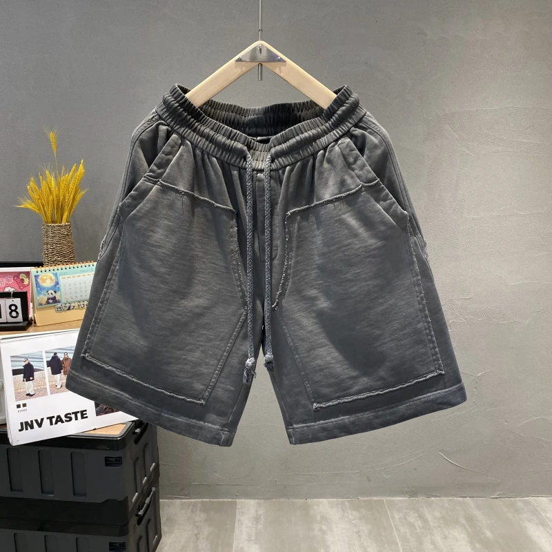 潮牌工装牛仔100棉男2025夏季机能风高街痞帅大兜抽绳腰休闲短裤