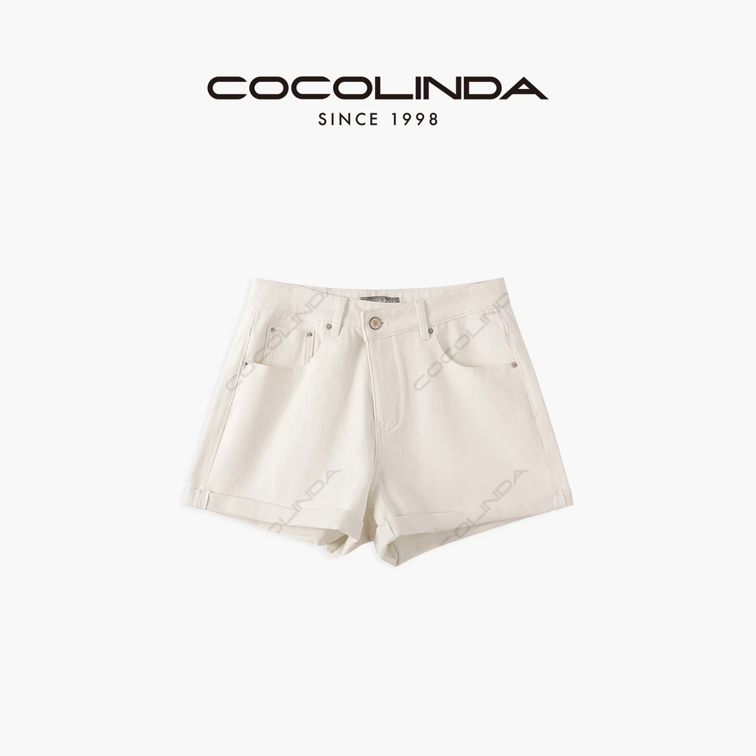 COCOLINDA | 棉质显瘦白色弹力牛仔短裤N2998