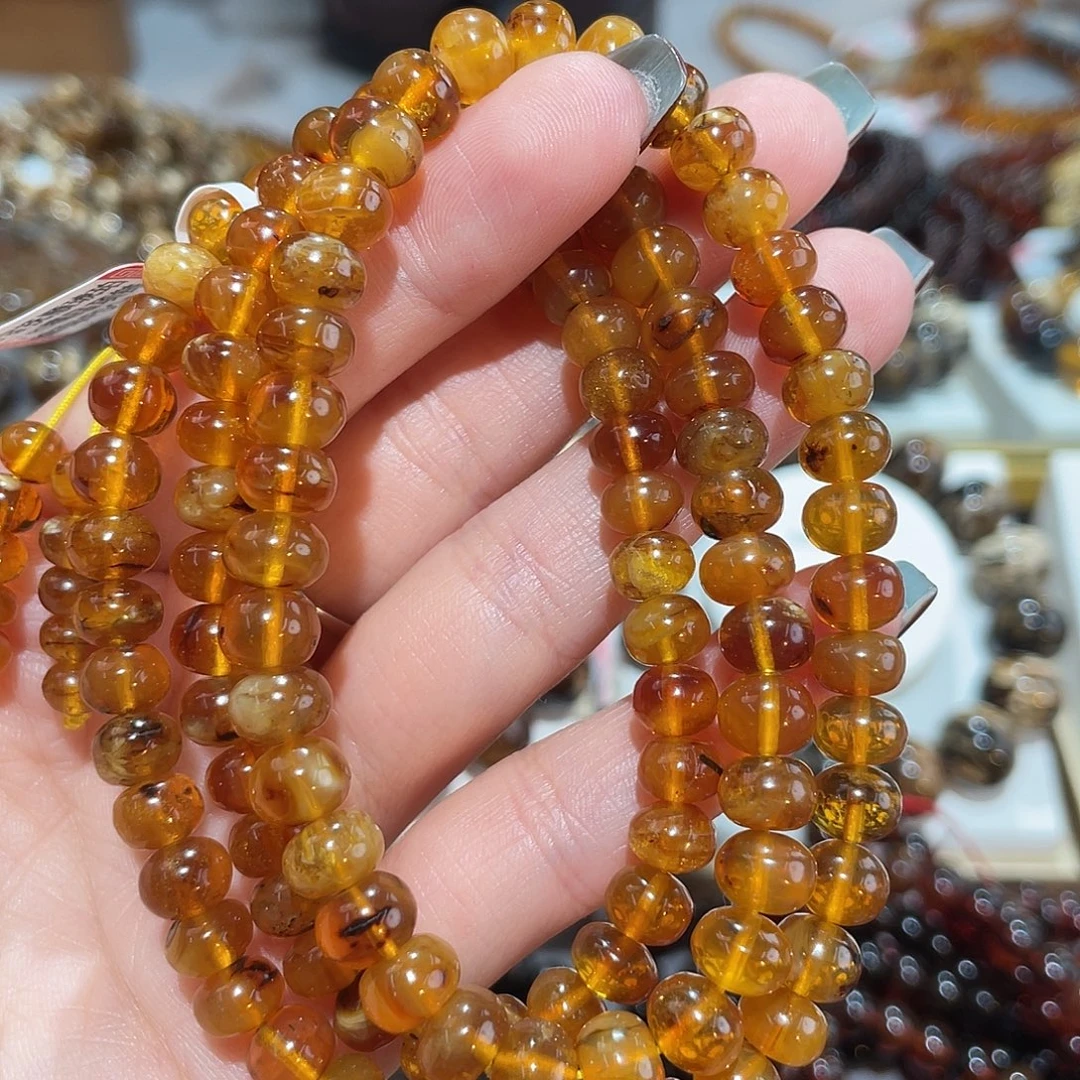 觉***琥珀未镶嵌手链7m蜜