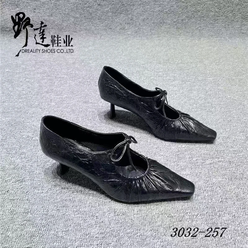 春季防滑单鞋方头常规法式黑色浅口细跟高跟鞋时尚