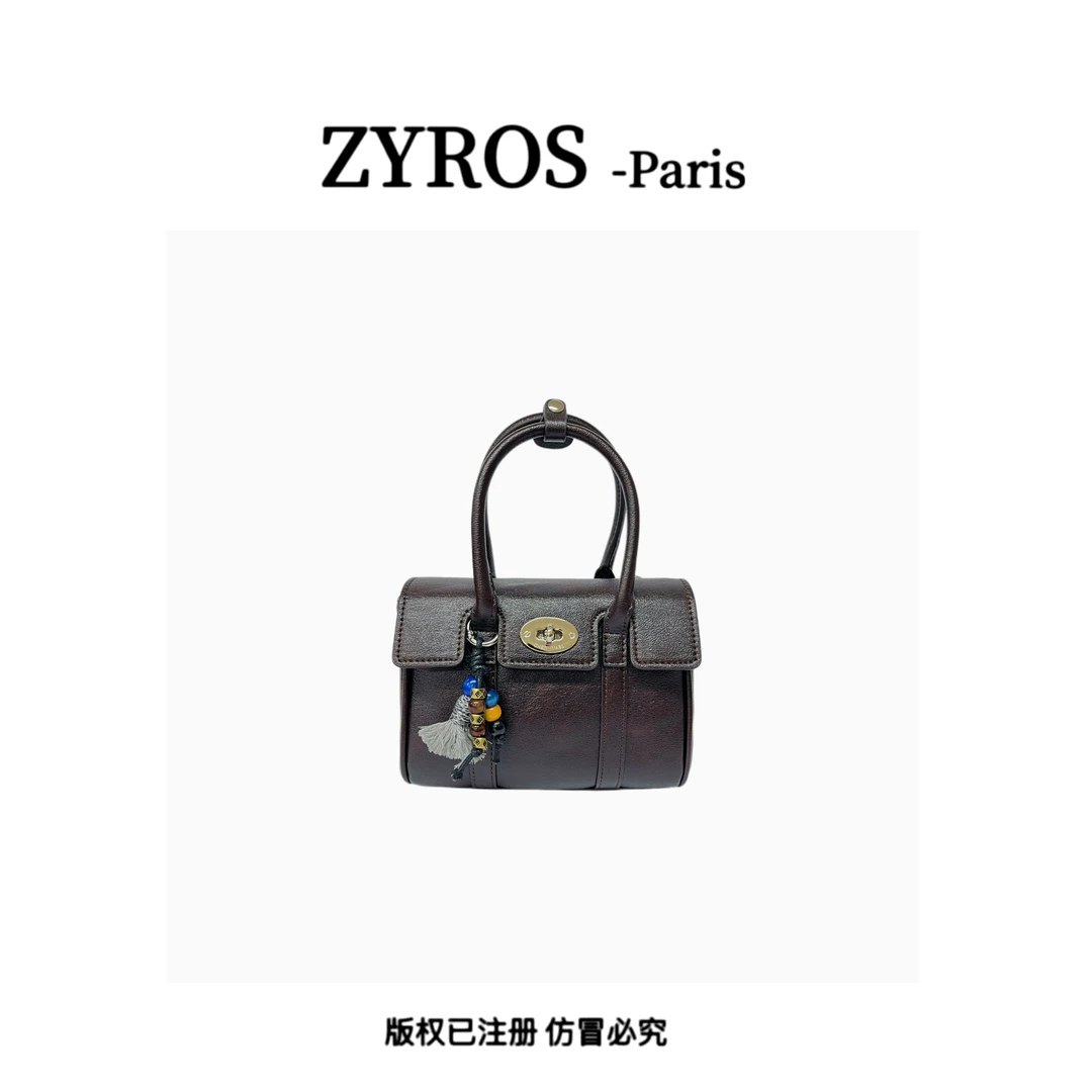 ZYROS/秋冬新款咖色高级感经典时尚百搭手拎斜跨小方包女Z487