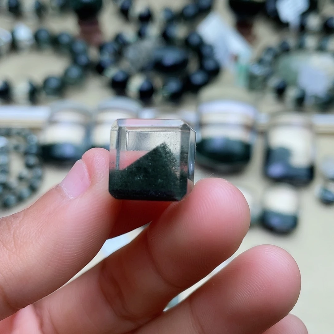 水晶颈饰未镶嵌小*幸绿幽灵方糖打孔定制不退换