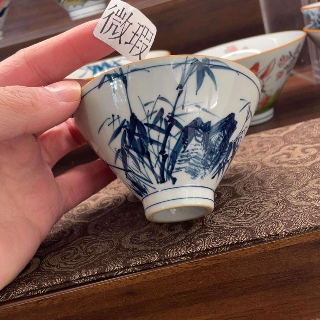 釉下手绘茶具微瑕