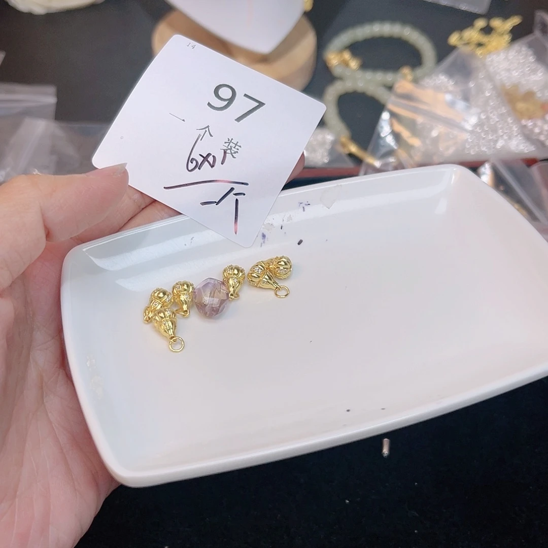 紫晶珠宝半成品银S925镀金镶嵌97