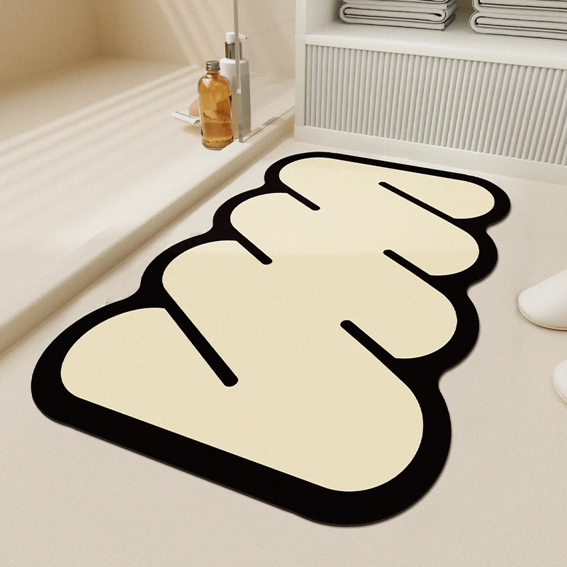 简约现代吸水速干地垫卫生间门口浴室防滑脚垫皮革进门垫地毯卫浴