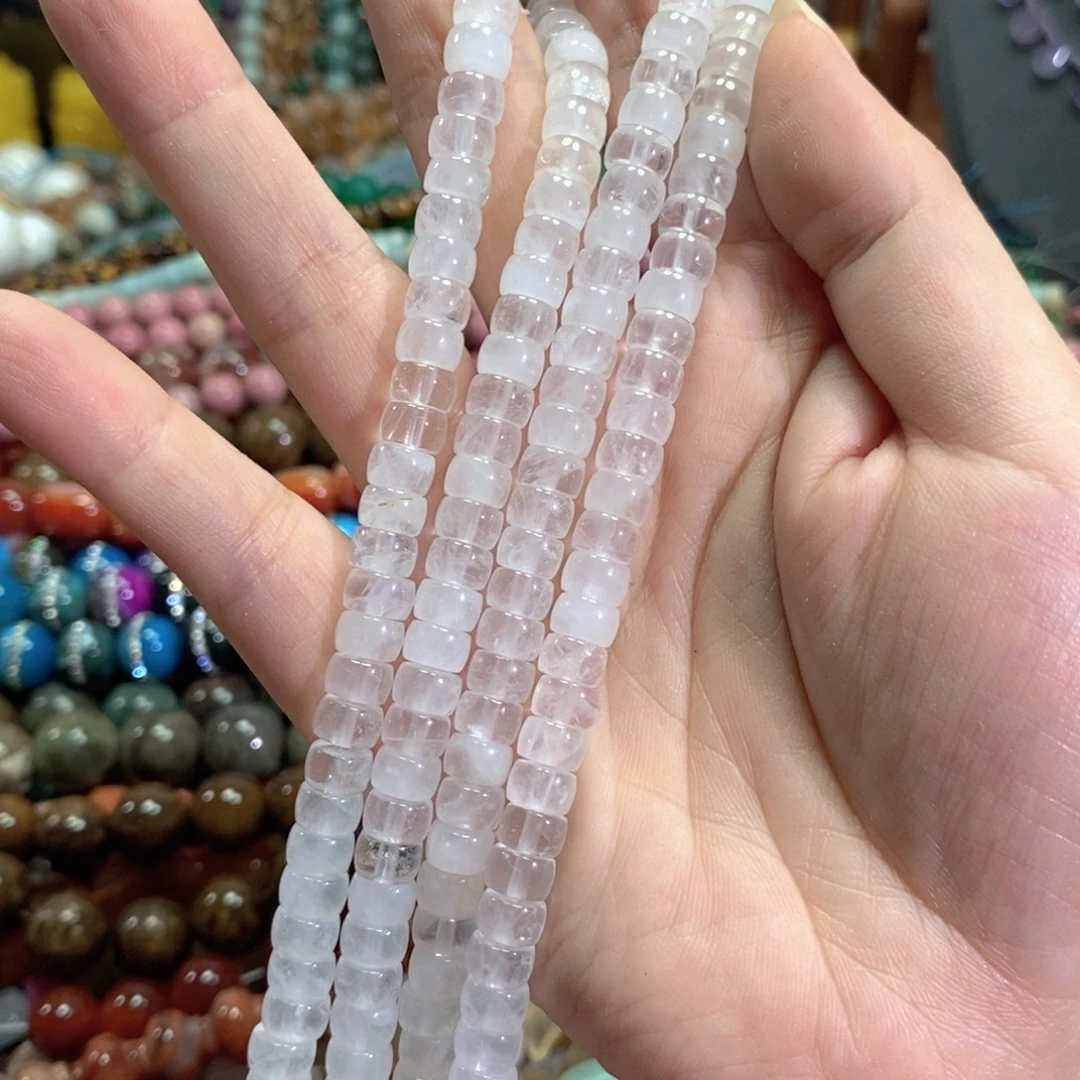 玛瑙/玉髓未镶嵌珠宝半成品白水晶直切一条卡7mm