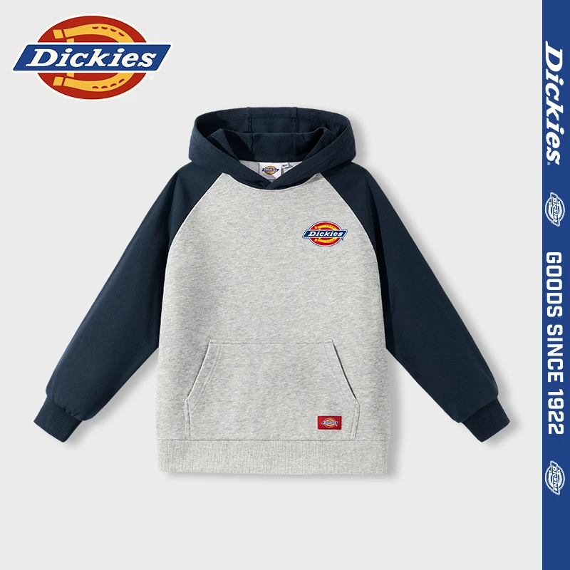 Dickies童装儿童秋季连帽卫衣男童插肩袖上衣中小童拼接撞色帽衫