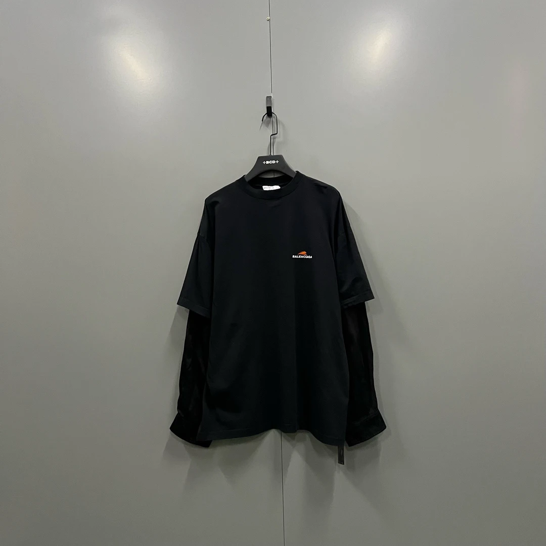 95新 Balenciaga/巴黎世家 jp918 015734 刺绣假两件长袖 M码