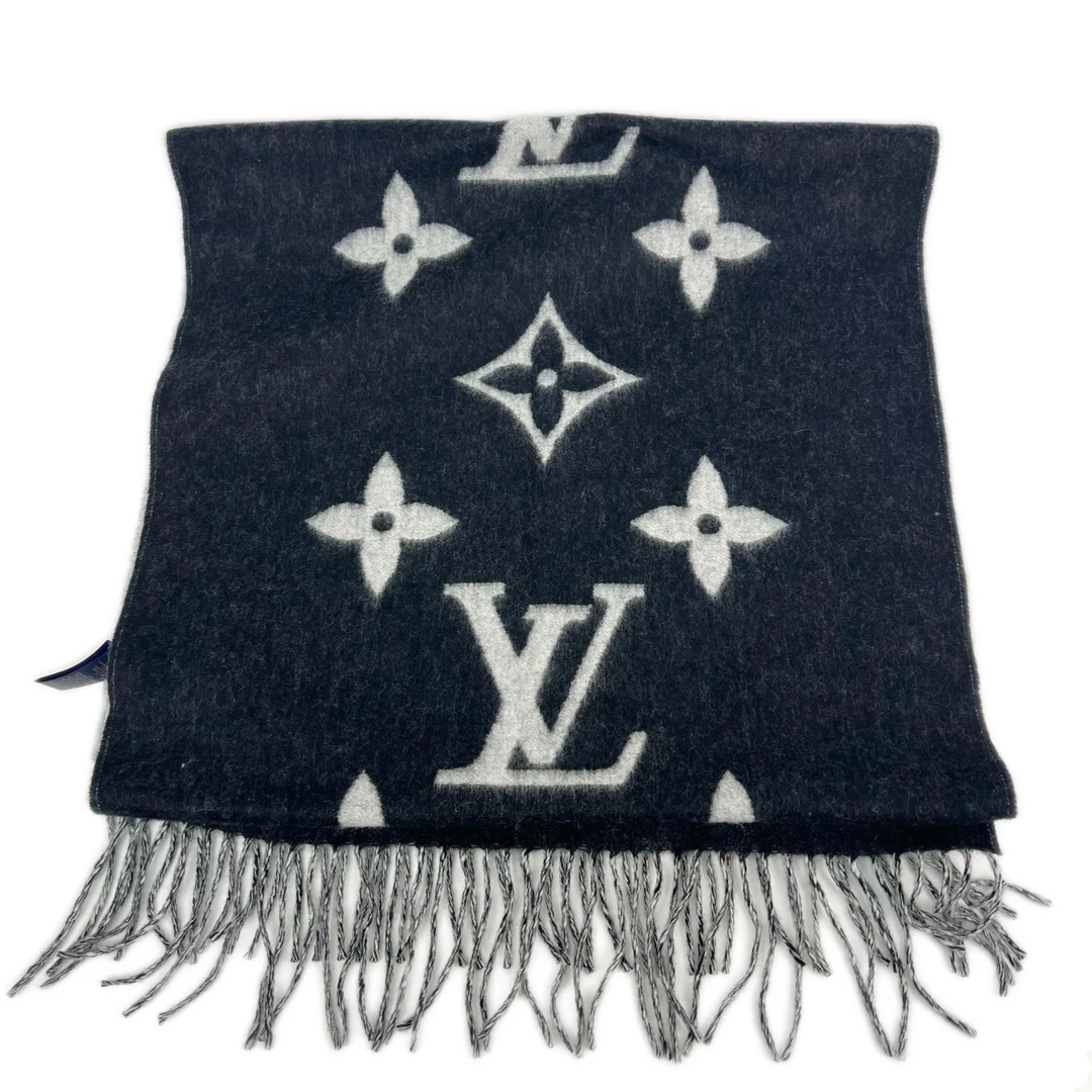 99新 LouisVuitton/路易威登 黑灰色羊绒围巾 全新 sz0256