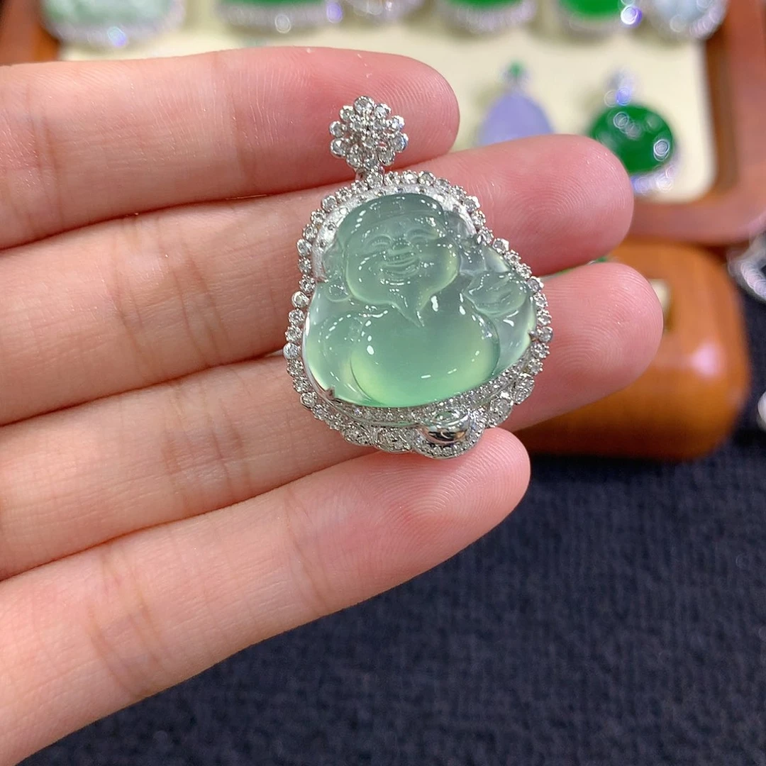 【闪购商品】翡翠18K金镶嵌吊坠(不含链)财哥