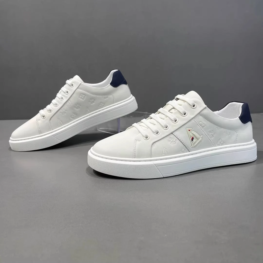 okkdey干净感痞帅男鞋牛皮真皮板鞋潮流鞋子男款百搭轻奢小白鞋