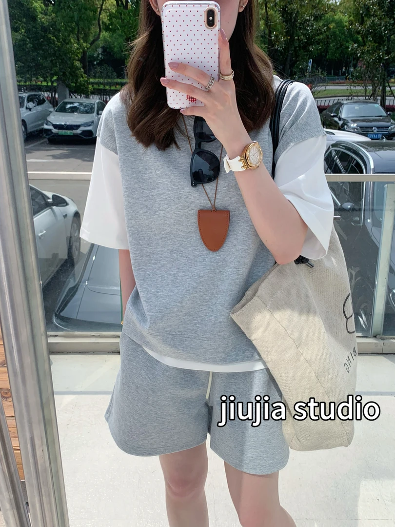 九佳 【夏日时尚】卫衣套装百搭休闲运动显瘦撞色时尚洋气卫衣套装