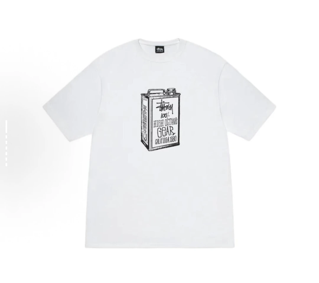 Stussy 胸前汽油印花图案圆领短袖 白色
