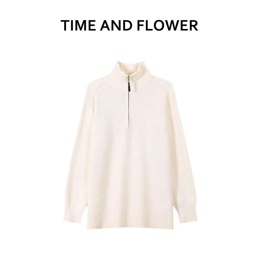 轻松打造高级感~2025秋冬新款百搭时尚立领半开拉链针织衫