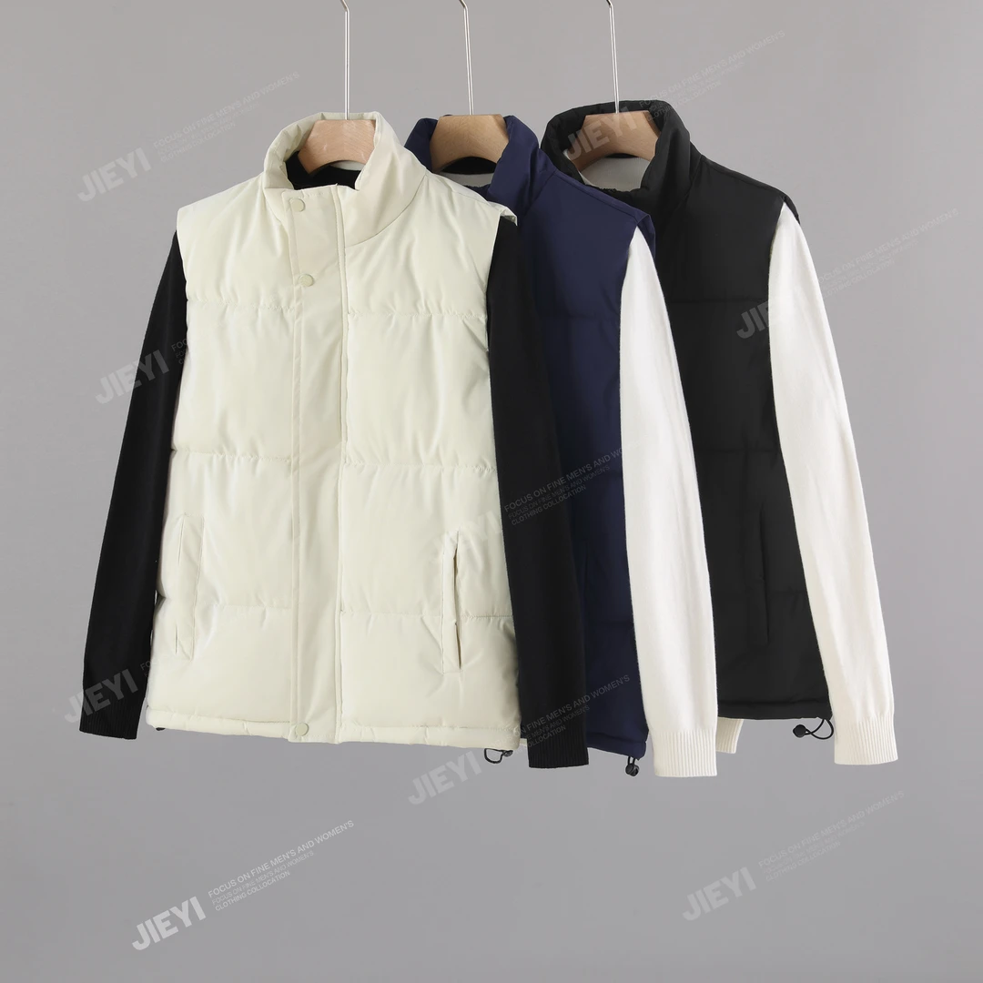 2025新款时尚纯色立领坎肩棉马甲男冬季外穿保暖加厚百搭休闲上衣