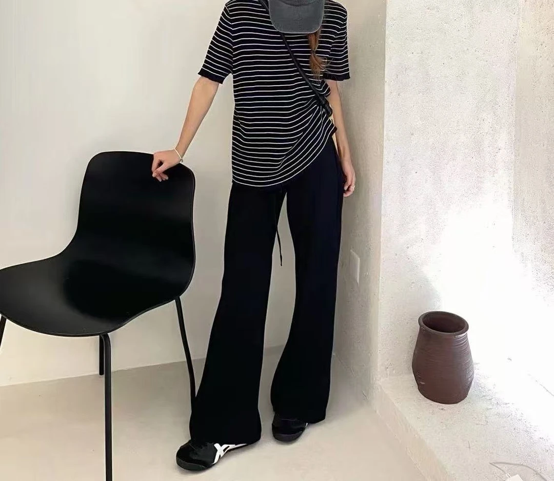 4068号#78115#弹力腰双口袋百搭休闲显瘦喇叭裤