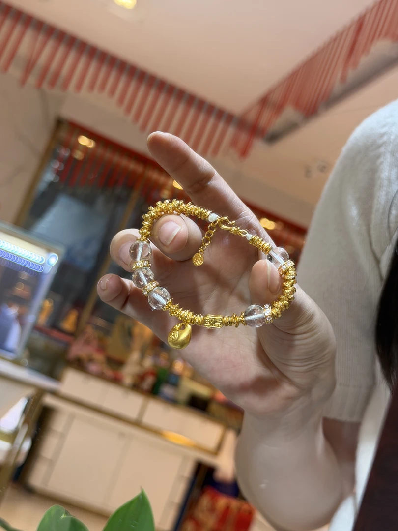 [忆欢]足金999卡5小胖福水晶6.11