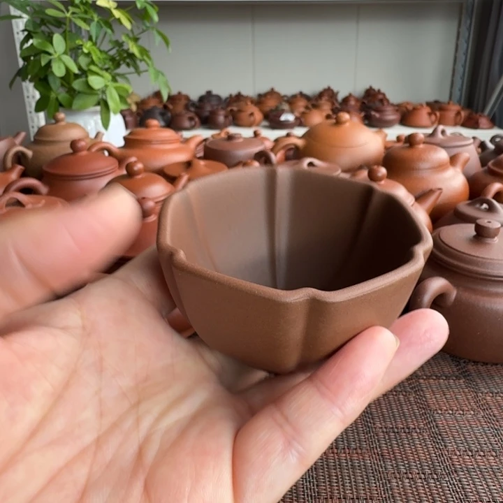 茶杯紫砂六方筋纹杯80cc