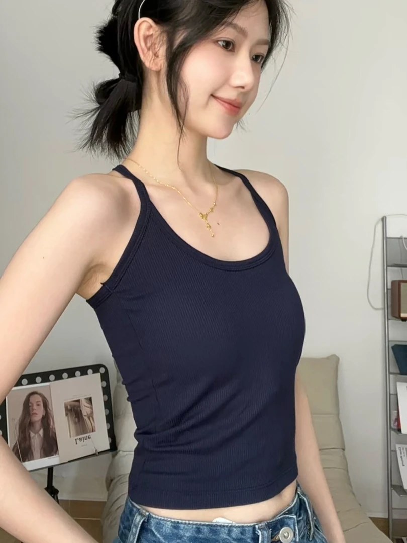 无袖运动辣妹瑜伽自带胸垫工字美背背心861