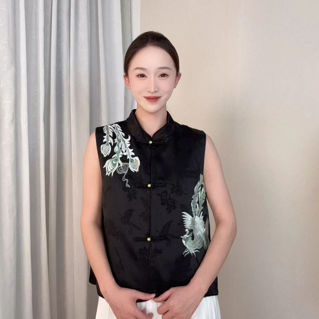【凤舞】2025夏季薄款提花新中式国风马甲-SXW