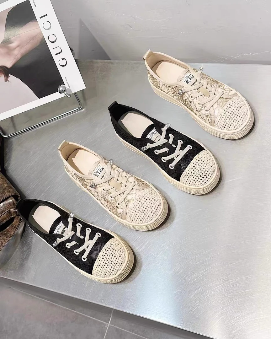 【新疆】平底透气网面小香风渔夫鞋女2024 新款夏蕾丝百搭68-1