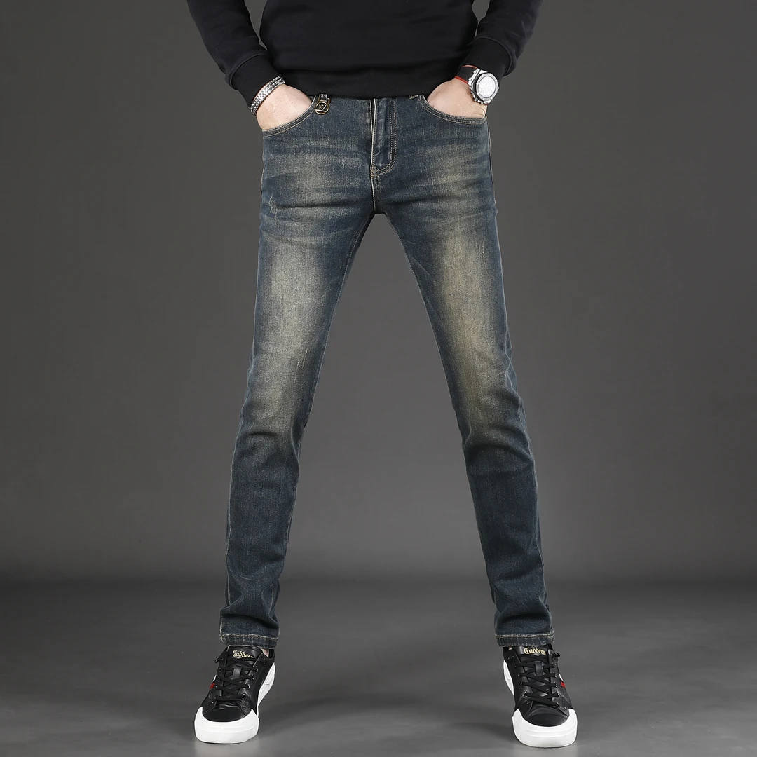 复古男士牛仔裤男款爆款2025新款秋冬款修身小脚冬季弹力休闲长裤