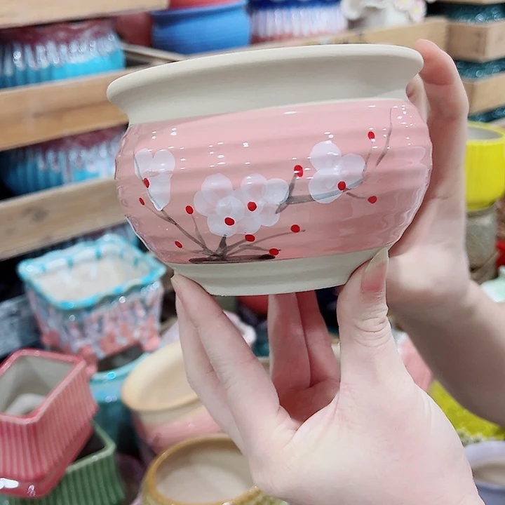 有孔，凑单福利满10元发货陶瓷多肉花盆！