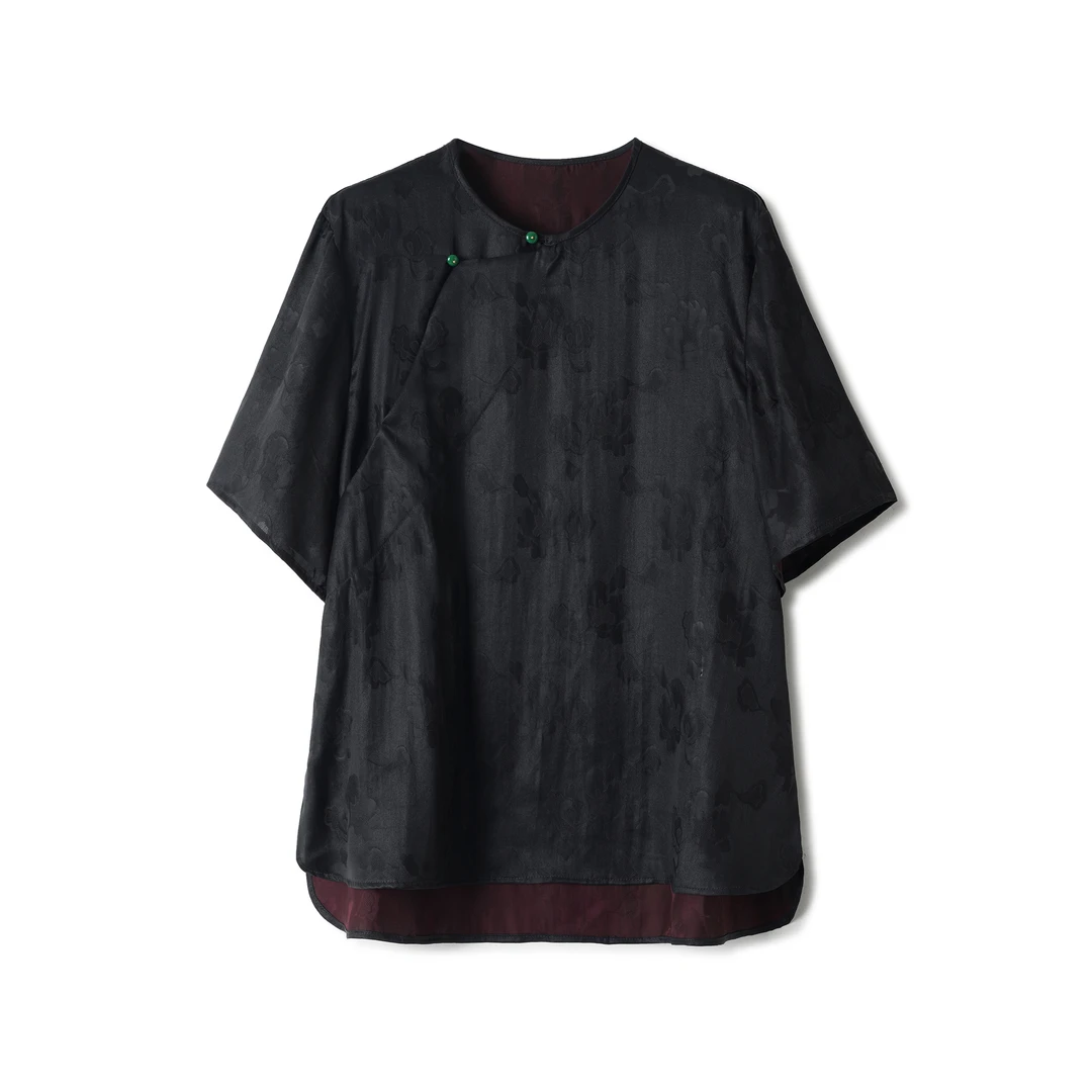 【东方诗意】满分桑蚕丝香云纱 国风紫色花萝上衣DX24S038