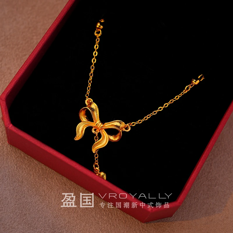 铜合金吊坠 盈国【在逃公主】蝴蝶结中国风新中式吊坠国潮轻奢项链
