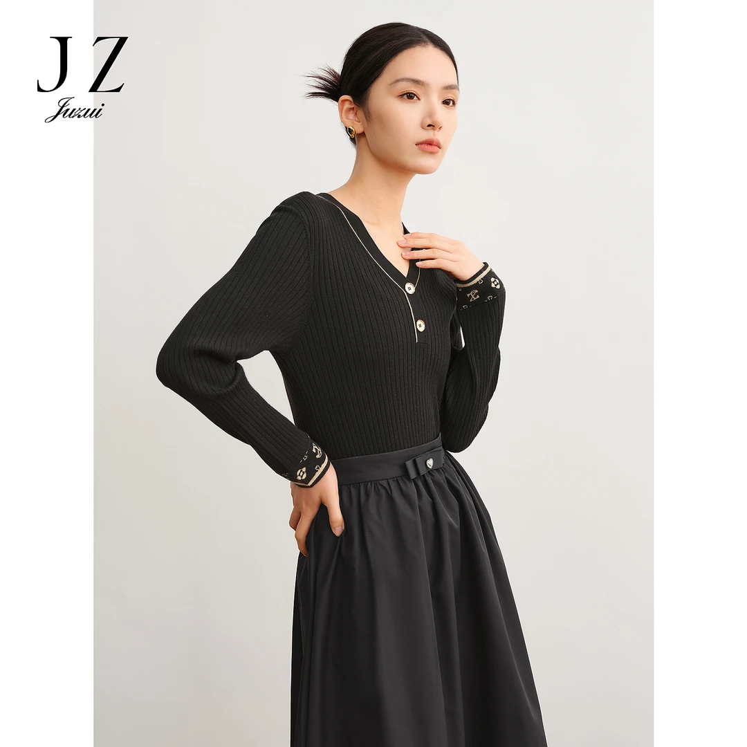 【安雅专属】商场同款JZ玖姿JWDQ31023针织绵羊毛针织衫女秋季款
