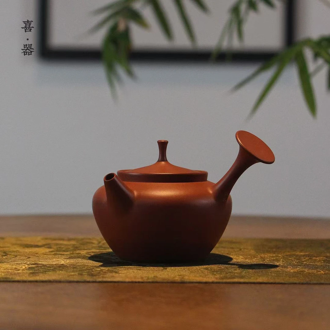 喜器趣皿 邱桂彪-方寸禅侧把壶 约120cc潮州手拉壶全手工茶壶茶具