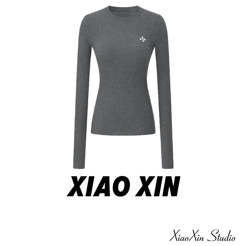 XIAOXIN【暖肤打底衫】韩系秋冬加绒百搭insT恤上衣LWJ24D4T2609