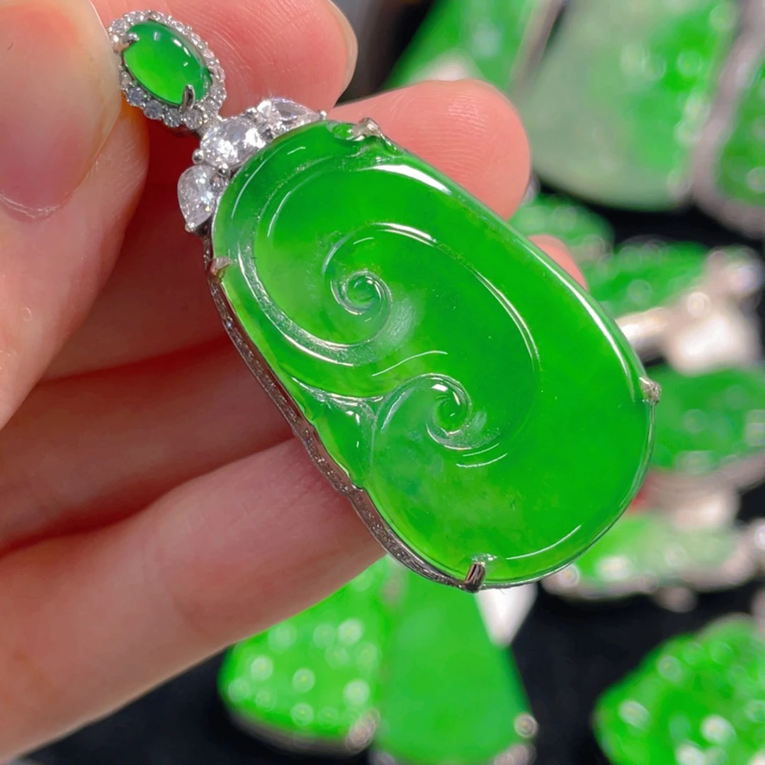 翡翠银S925镶嵌吊坠(不含链)