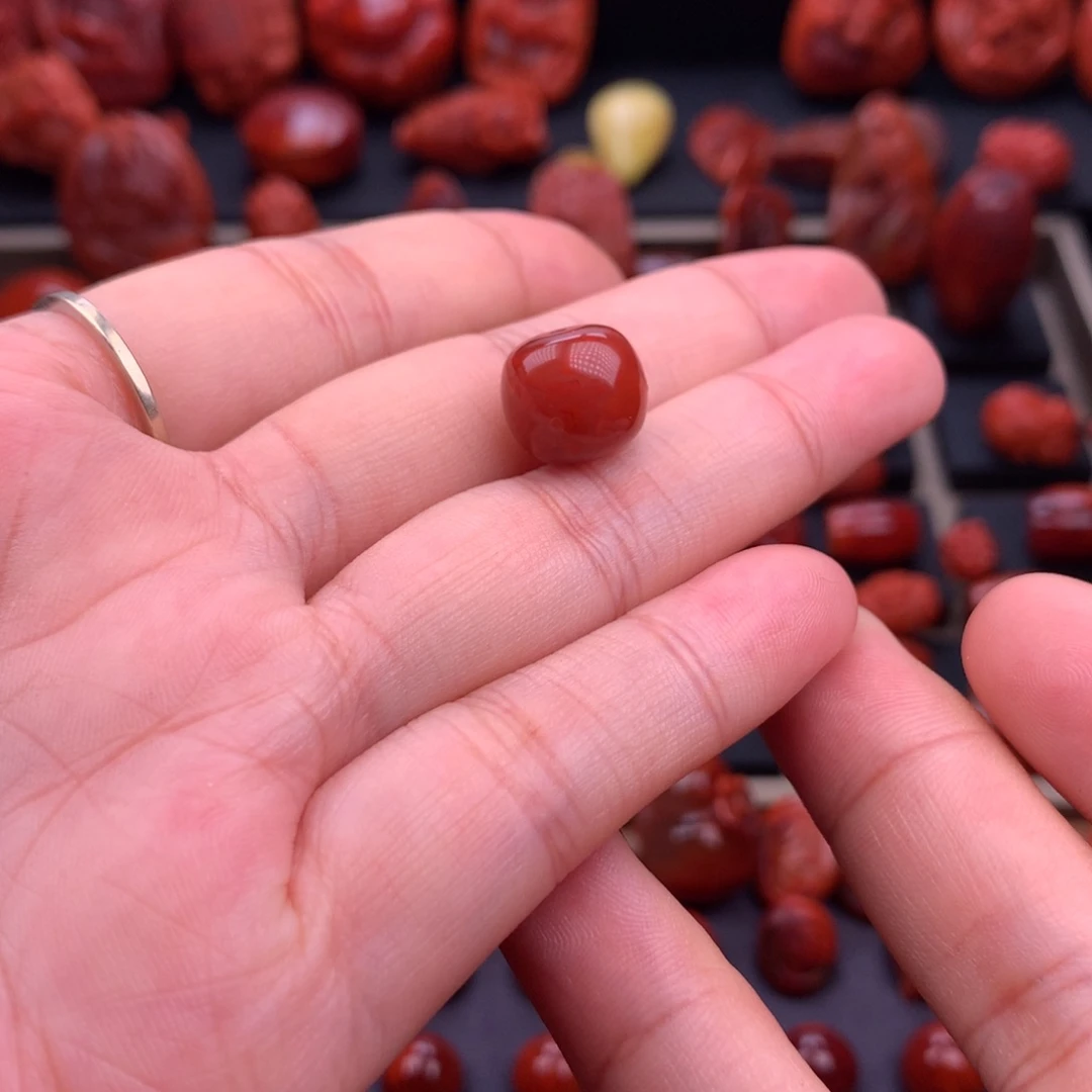 南红玛瑙未镶嵌川料原矿老型单珠12mm
