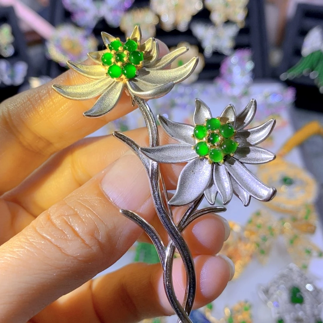 颈饰银S925镶嵌翡翠