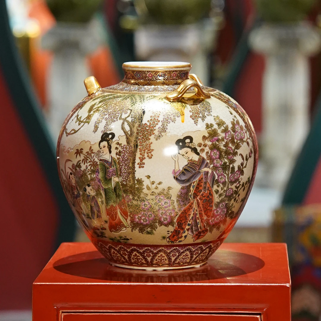 【本尼家】RC92瓷器陶瓷艺术装饰五彩描金花瓶插花装饰桌面摆件