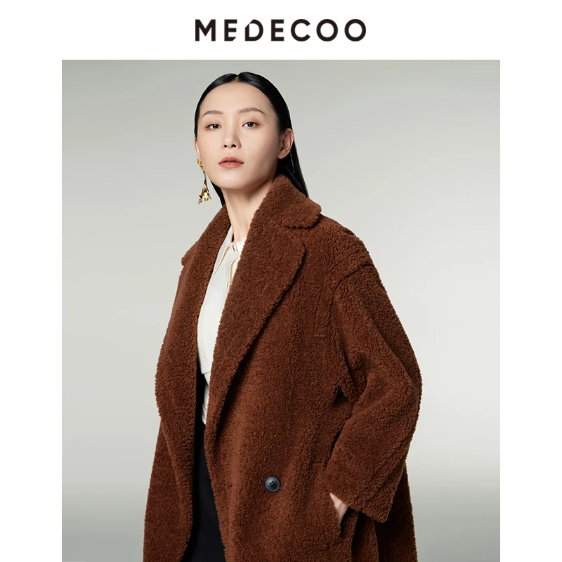 MEDECOO/墨蒂珂【星线好物】长款圈圈毛大衣羊毛呢外套MID20341