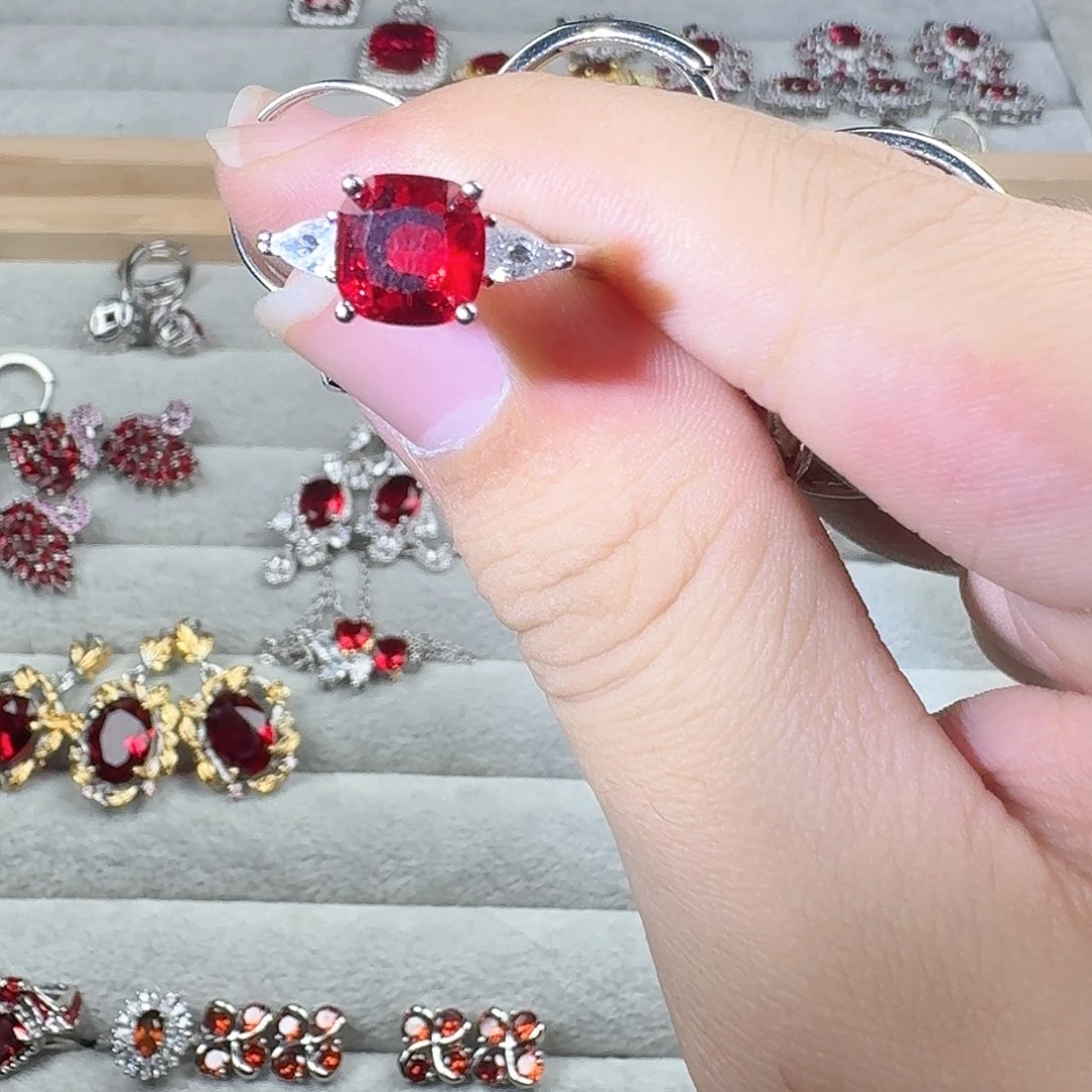 芙蓉石戒指银S925镶嵌喵***.