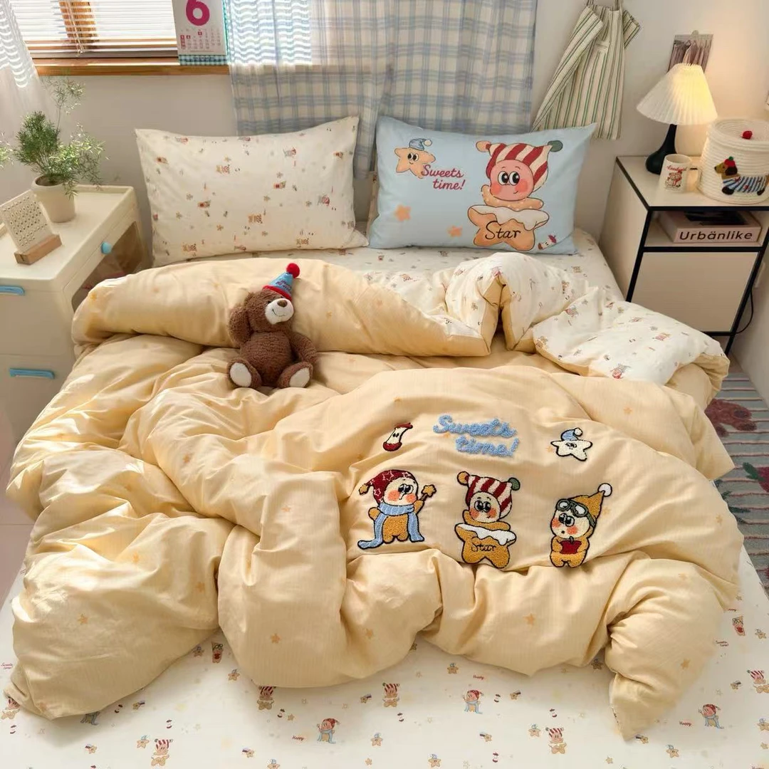 星星人 全棉长绒棉四季款柔软学生呆萌小刺绣套件