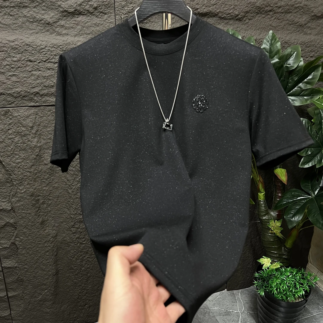 春季新款短袖百搭圆领修身T恤打底2025高档时尚半袖休闲潮2509