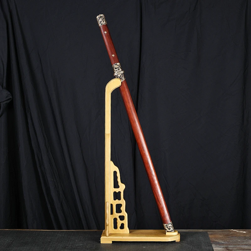 唐横刀酸枝木纯铜装具花纹钢一体刀龙泉收藏未开刃