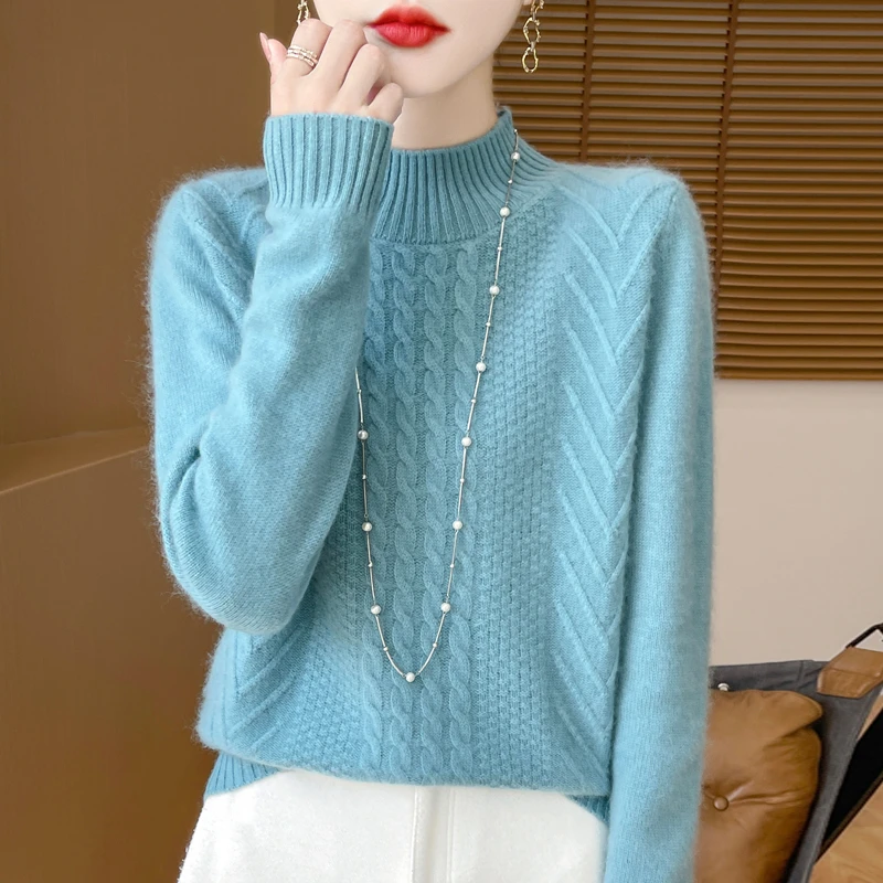 100纯羊毛加厚重磅半高扭花D122