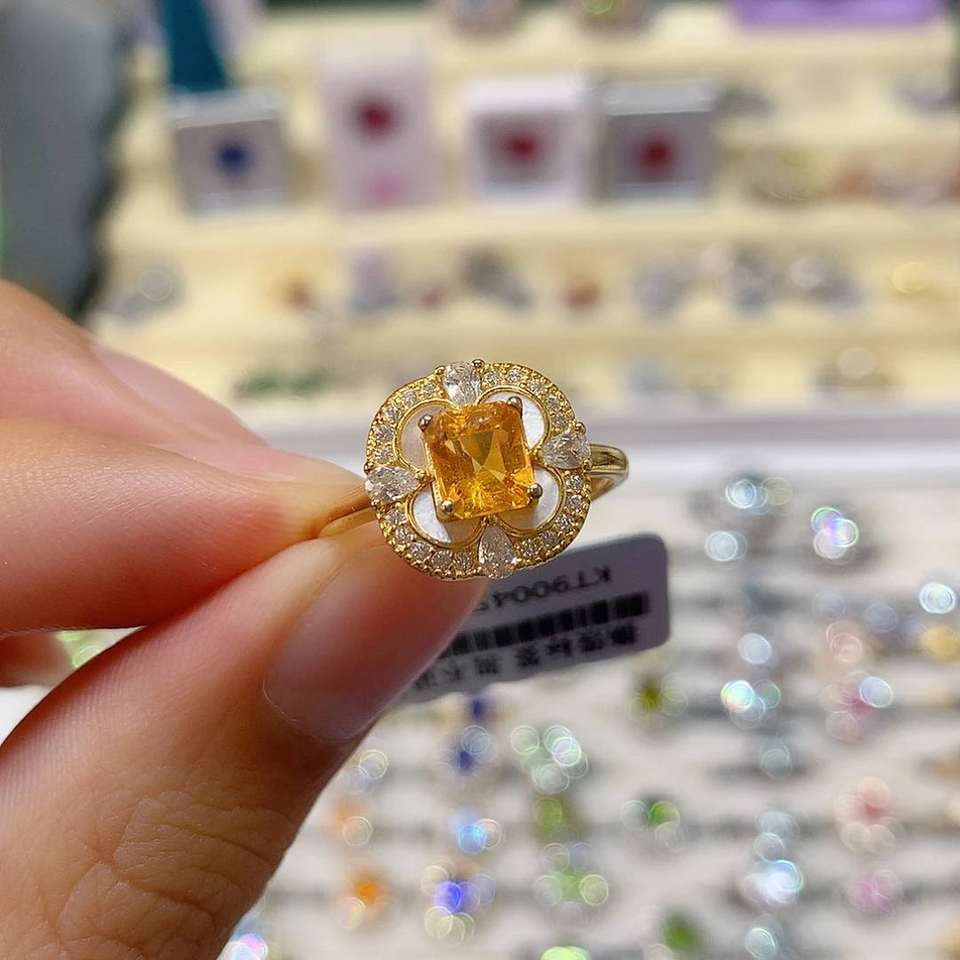 石榴石（芬达石）银S925镶嵌戒指