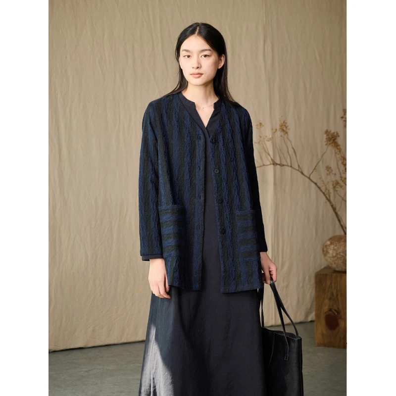 Q.TU中长款风衣新款春秋羊毛棉提花4278休闲大气V领好看高级外套